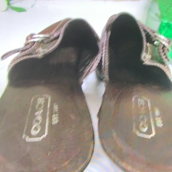 Coach Raina Brown Leather Clogs - Picture 5 of 7